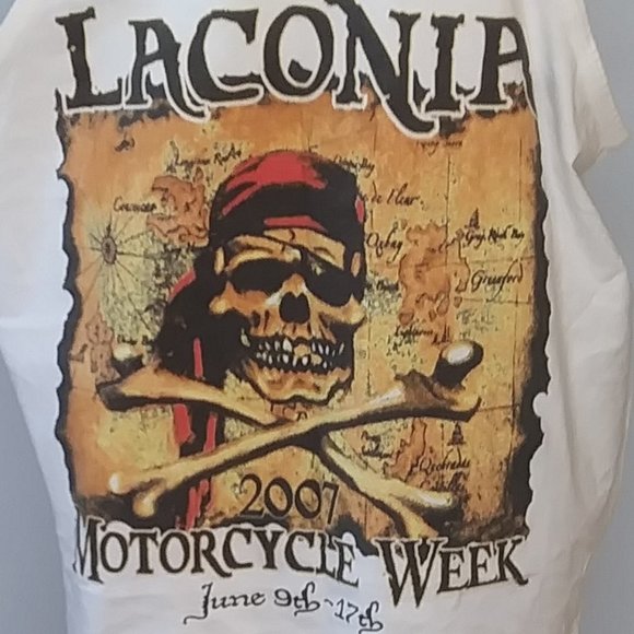 Laconia NH Motorcycle week 2007 cool Pirate graphic on the back cotton tank XL - Picture 1 of 14